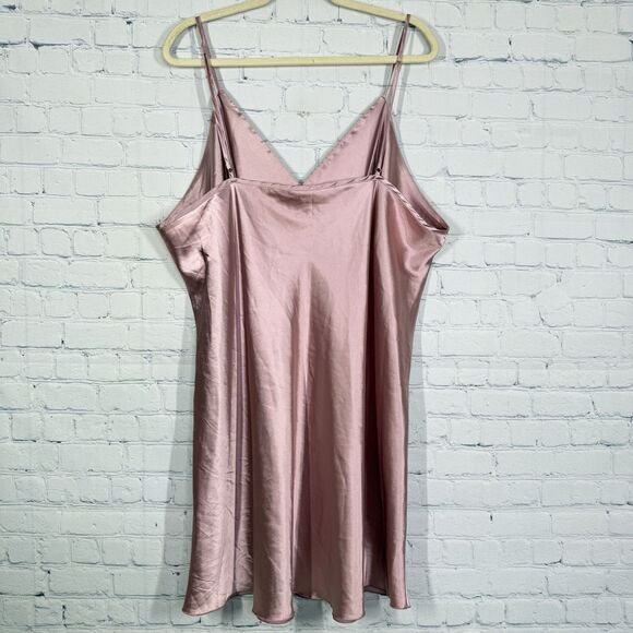 Mini Dress Women Size 2X Rose Gold Empire Babydoll Silky Satin Party Night Y2K - Picture 4 of 11